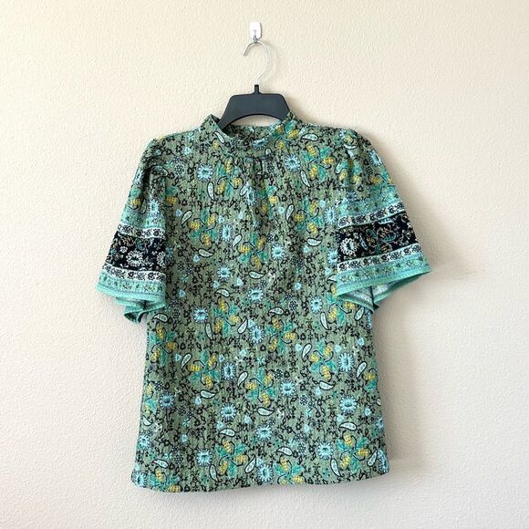 LOFT Boho Floral Print Mock Neck Top - Picture 1 of 6